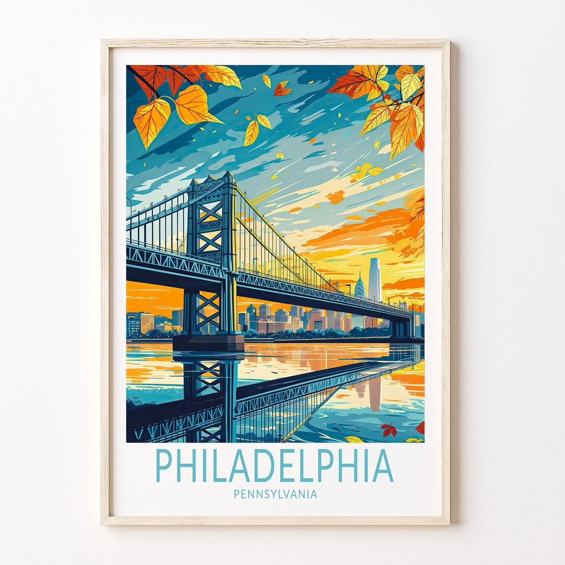 Philadelphia Pennsylvania Travel Poster Philadelphia Wall Art Pennsylvania Travel Gifts Birthday Gifts Wedding Gifts