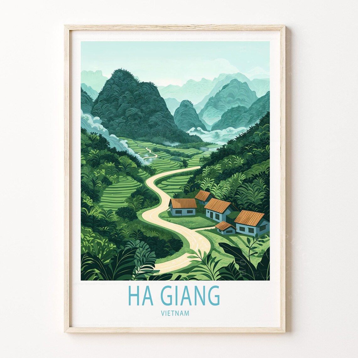 Ha Giang Vietnam Winding Mountain Road Rice Terrace Travel Poster