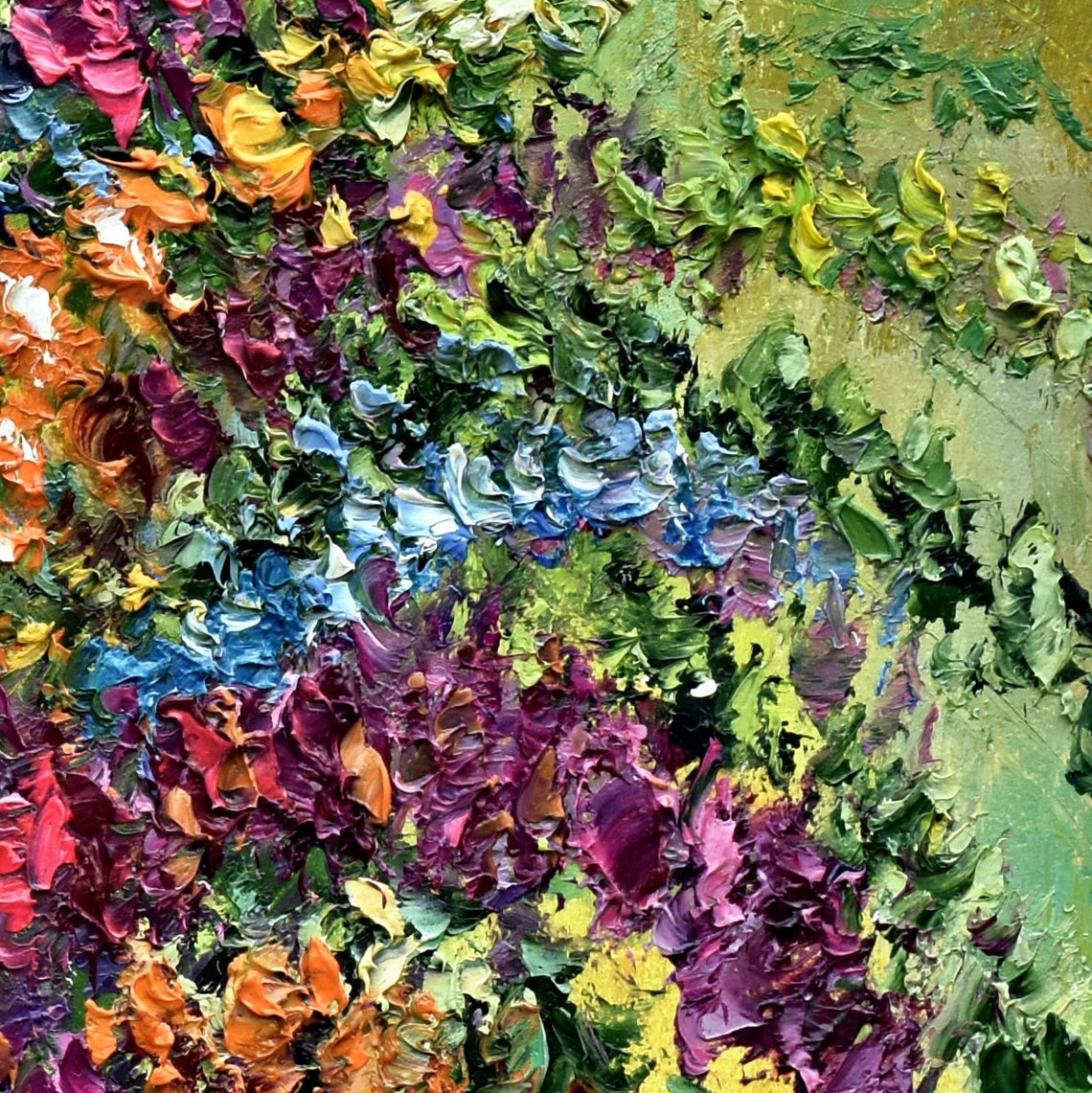 Wildflowers Painting Large Art Work Meadow Flowers Palette Knife Art Meadow Painting Floral Oil Painting Impasto Painting Meadow Painting - Image 2