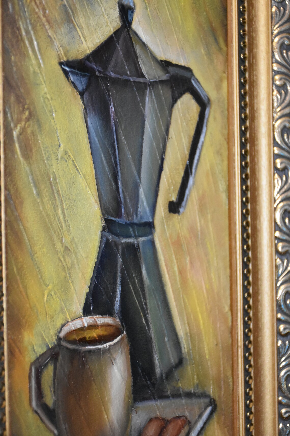 Coffee Original Cup Of Coffee Original Oil Painting Still Life Cup Of Coffee Art Painting Of Coffee Textured Wall Art Coffee Wall Art Cup - Image 2