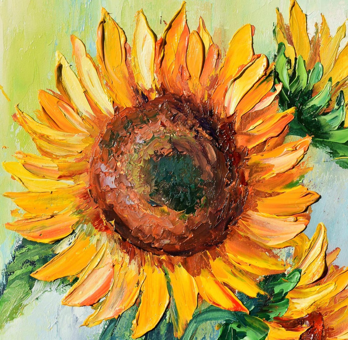 Sunflowers Garden Yellow Sunny Flowers Flowers Painting Sunflowers Painting Flowers Impasto Floral Artwork Sunflower Art Palette Knife Art - Image 5