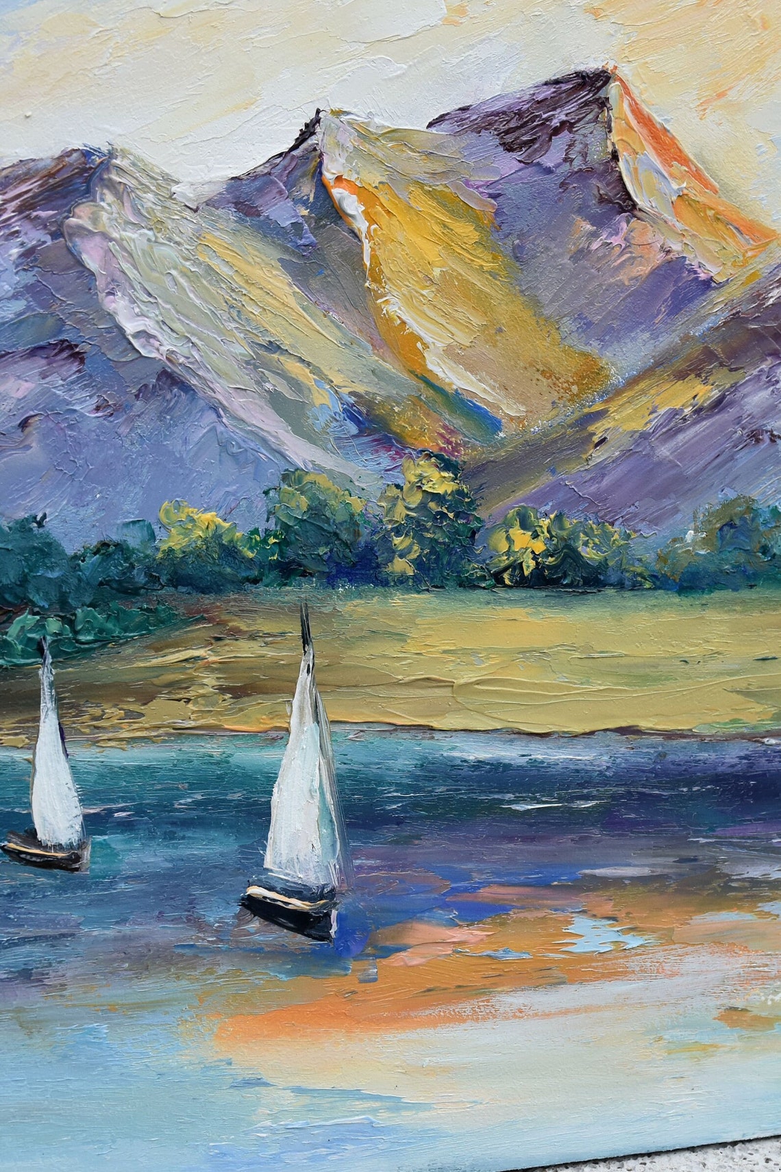 Sailboat Painting Boat Artwork Seascape Oil Painting Art Tropical Sailboat Oil Art Painting Sea Painting Beach Painting Seascape Painting - Image 3