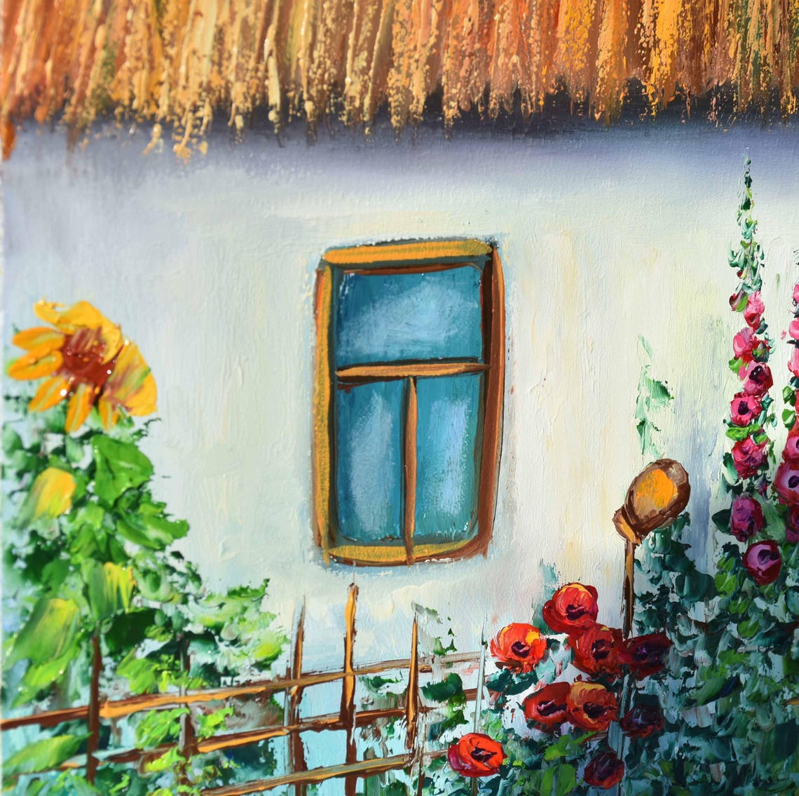 Ukrainian Art Summer Landscape Art Flower Artwork Landscape Painting Impasto Flowers Wall Art Garden Flowers Art Ukrainian House Art Poppies - Image 2