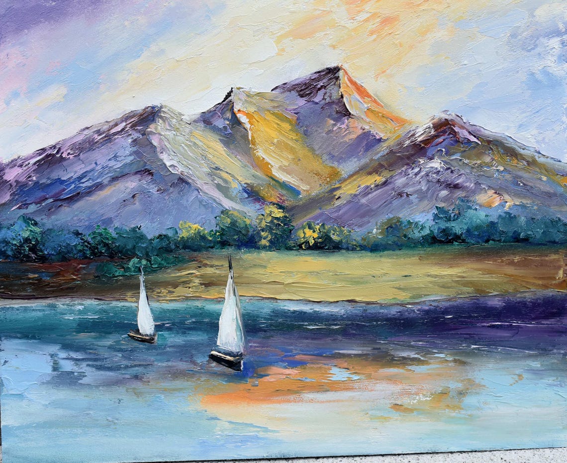 Sailboat Painting Boat Artwork Seascape Oil Painting Art Tropical Sailboat Oil Art Painting Sea Painting Beach Painting Seascape Painting