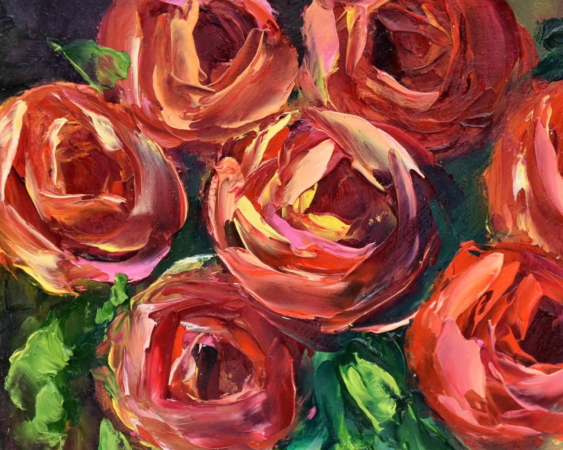Rose Original Art Roses Flowers Art Painting Pink Pink Flower Original Roses Original Art Rose Painting Oil Art Painting In Oil Hand Painted - Image 5