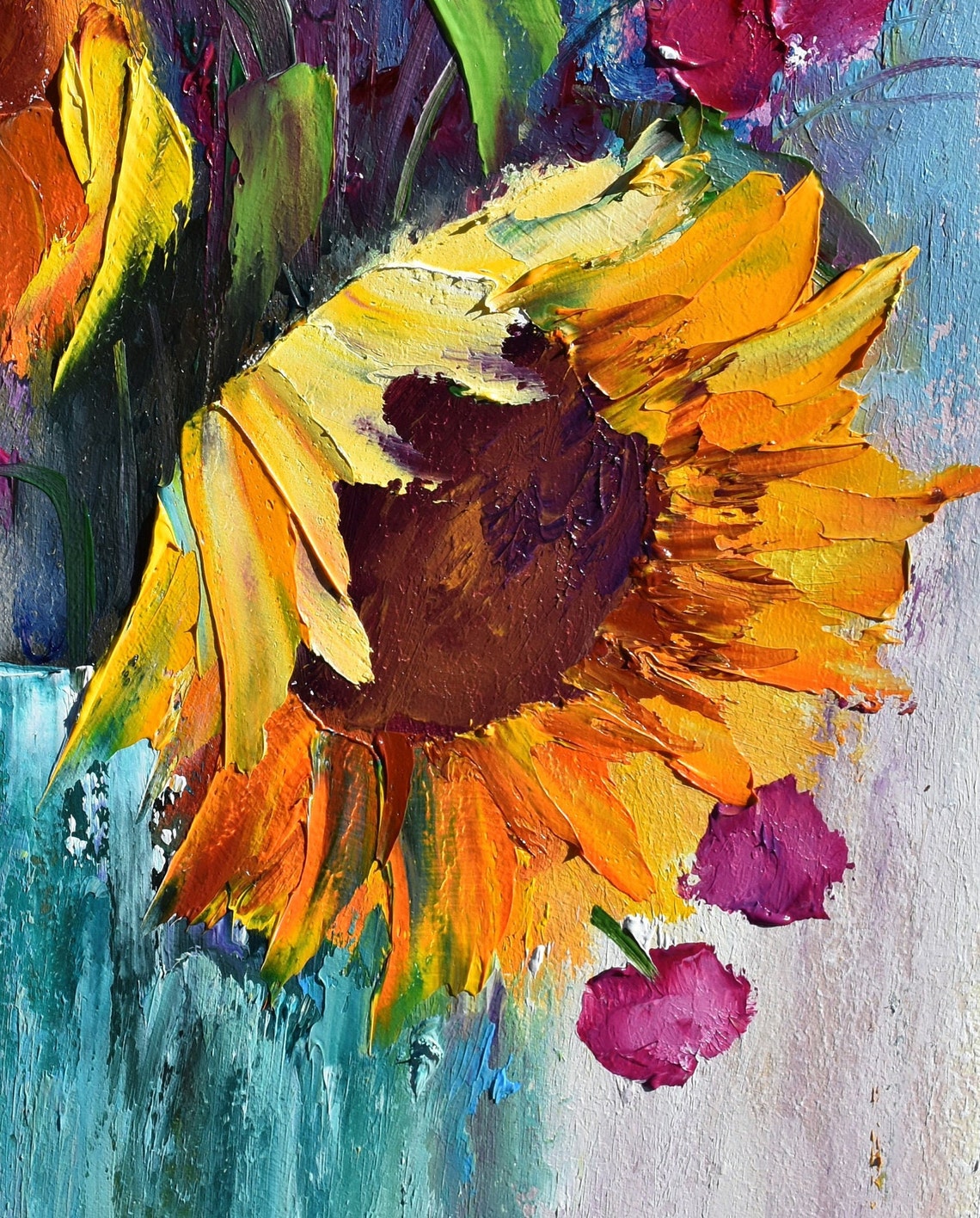 Sunflower Wall Art Sunflowers Painting Orange Flower Art Sunflowers Art Painting In Oil Original Art Sunflowers Flowers Floral Artwork - Image 4