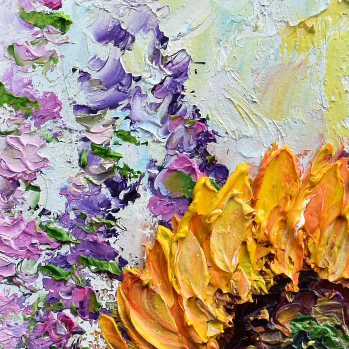 Sunflower Artwork Sunflowers Painting Small Original Art Miniature Painting Impasto Oil Painting Orange Flowers Floral Artwork Palette Knife - Image 2