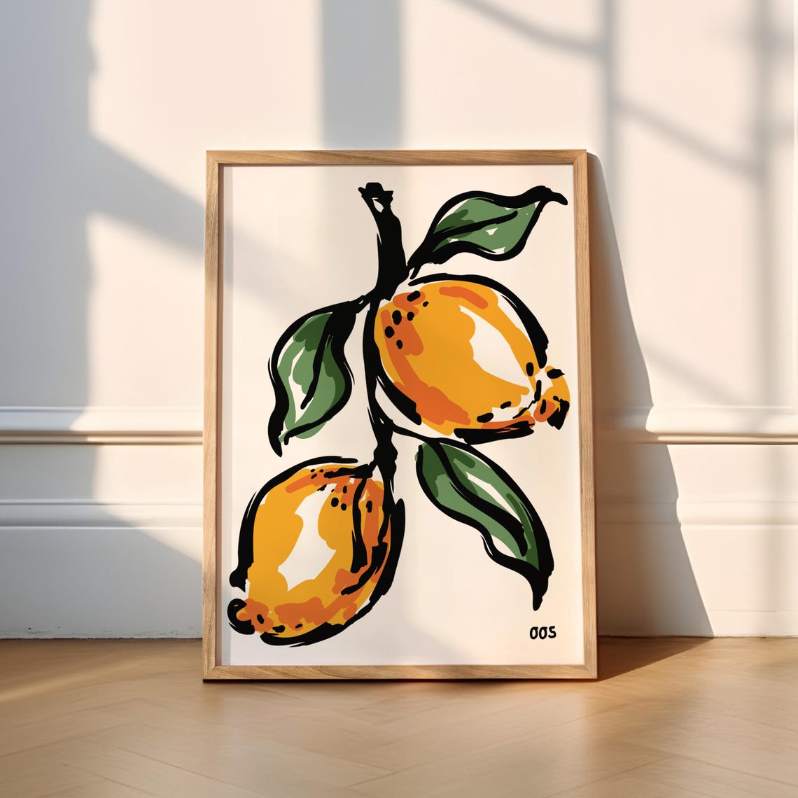 Orange Citrus Branch Pop Art Kitchen Bold Fruit Illustration Poster