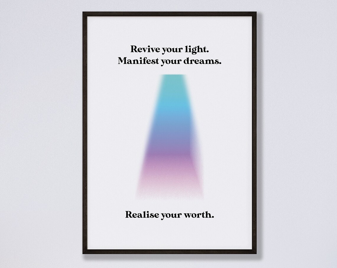 Revive Your Light Manifest Your Dreams Gradient Aura Affirmation Poster