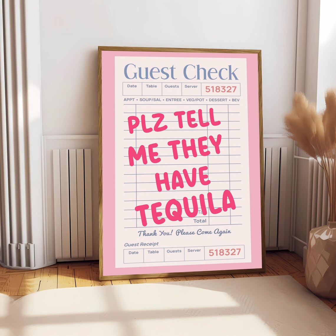 Guest Check Bar Cart Art, Tequila Trendy Retro Print - Image 2