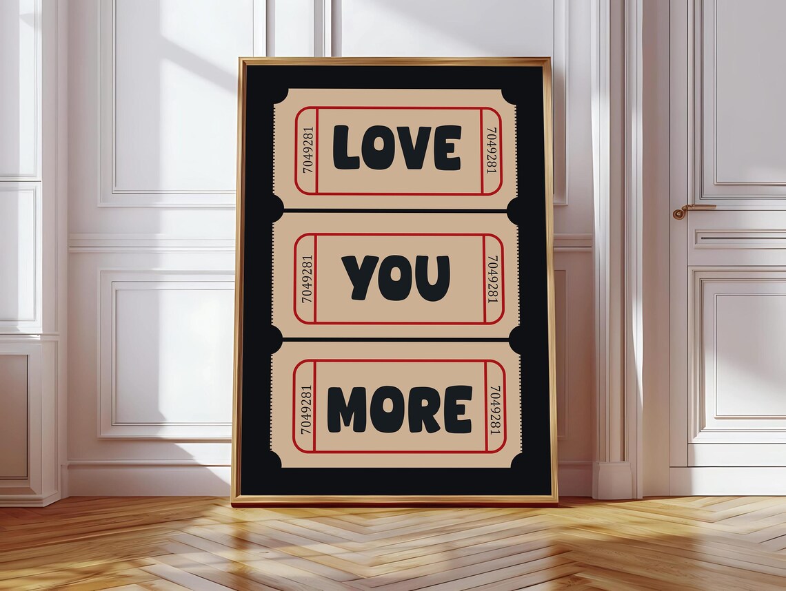 Retro Love Ticket, Vintage Love Gift Poster