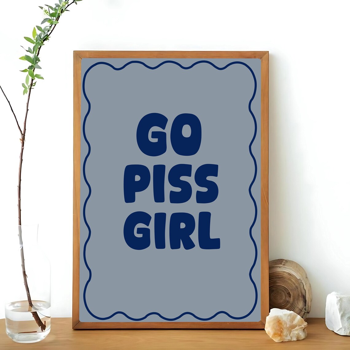 Go Piss Girl Funny Typography Bathroom Poster - Image 2