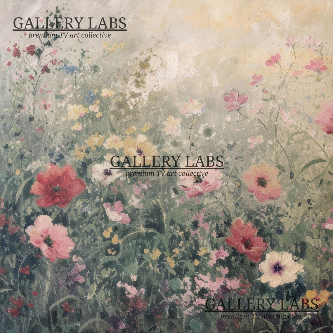 Muted Wildflower Meadow Painting Soft Pink Vintage Botanical Wall Art Print - Image 4