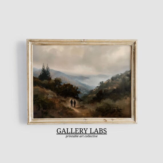 Fall Landscape Print Moody Autumn Oil Painting Farmhouse Wall Decor Rustic Fall Wall Art Autumn Decor Art