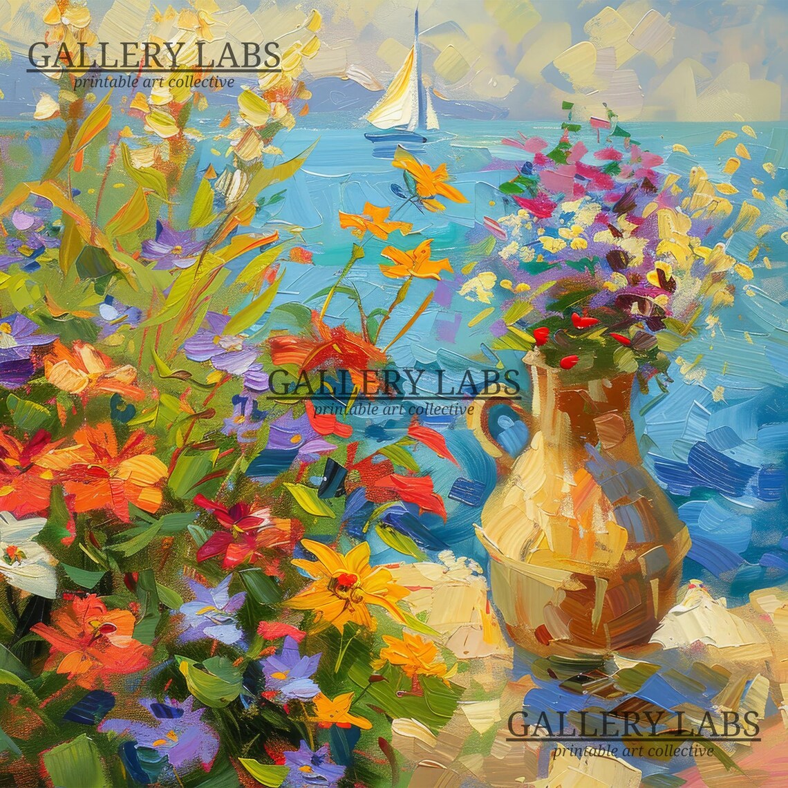 Coastal Wildflowers Abstract Floral Seaside Meadow Art Print - Image 4