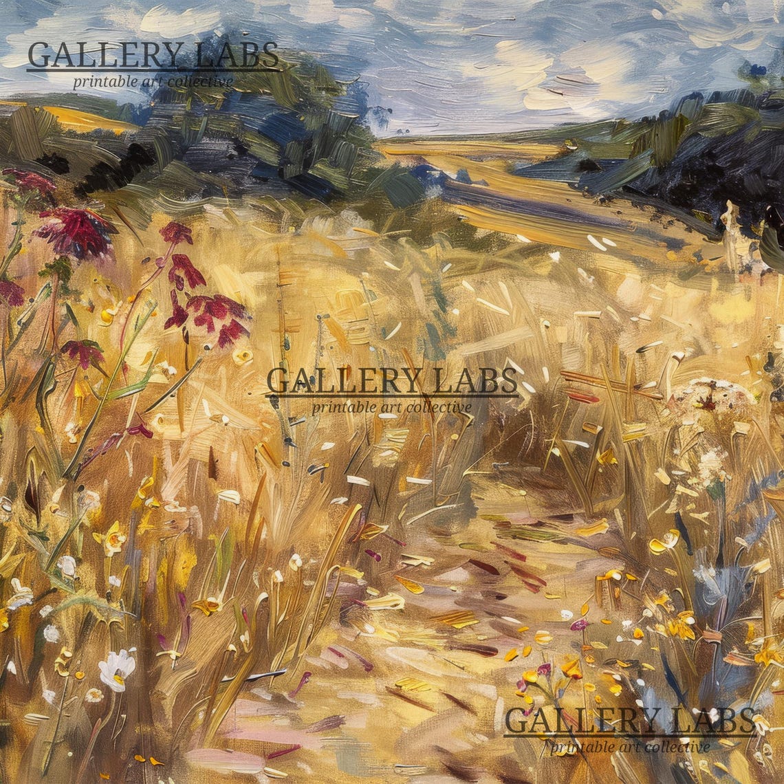 Wildflower Meadow Autumn Foliage Cottagecore Sunlit Fall Art Print - Image 4