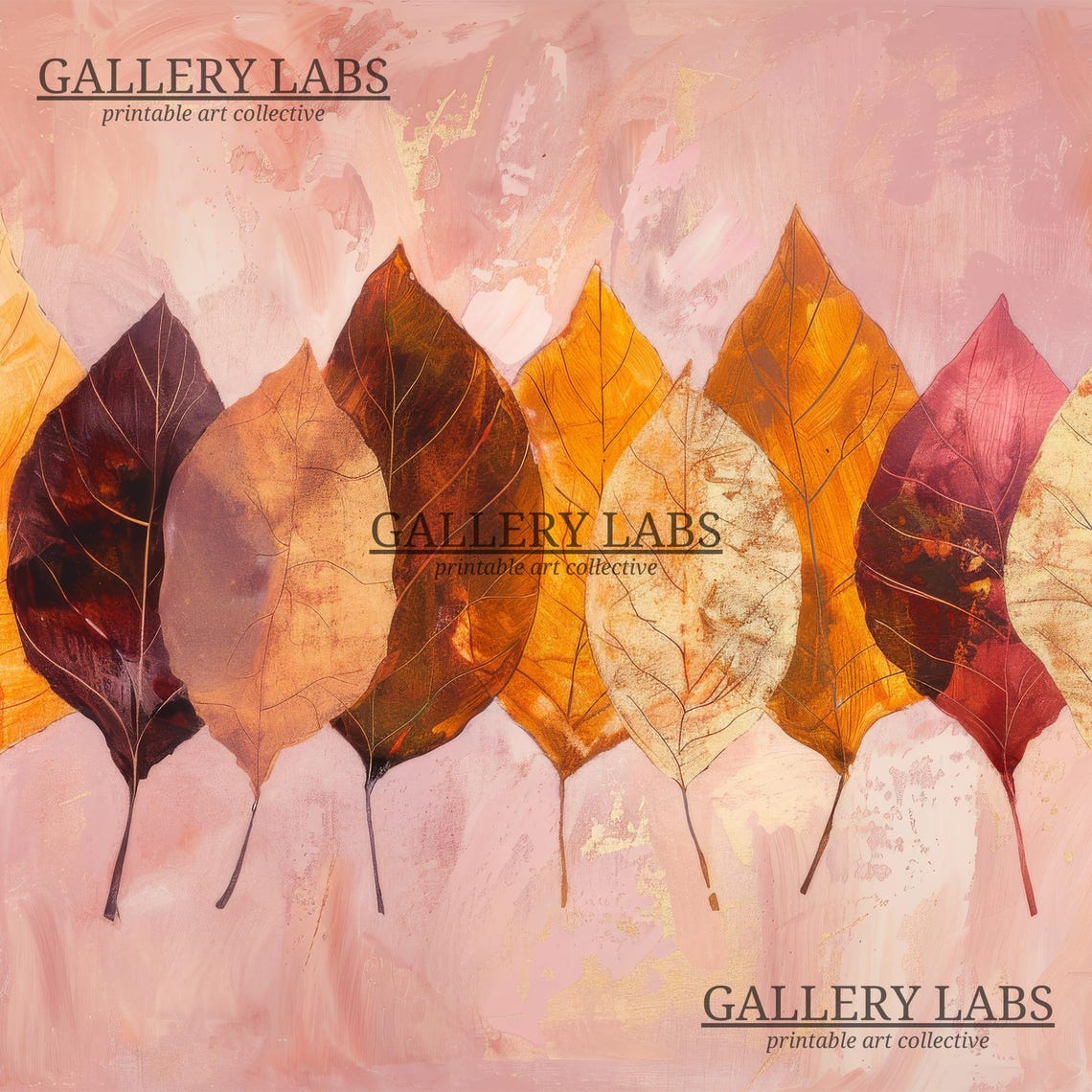 Blush Pink Autumn Trees Soft Fall Foliage Dreamy Scene Art Print - Image 4