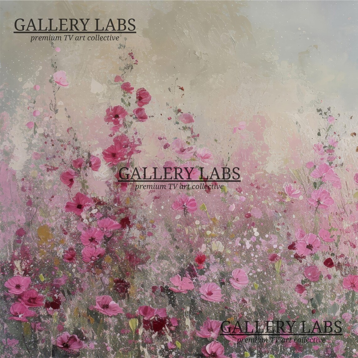 Tall Pink Wildflower Meadow Blossoms Soft Impressionist Floral Poster - Image 4