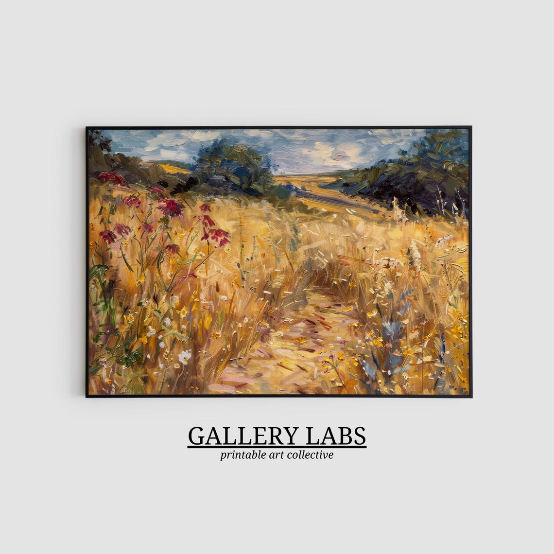 Wildflower Meadow Autumn Foliage Cottagecore Sunlit Fall Art Print - Image 2