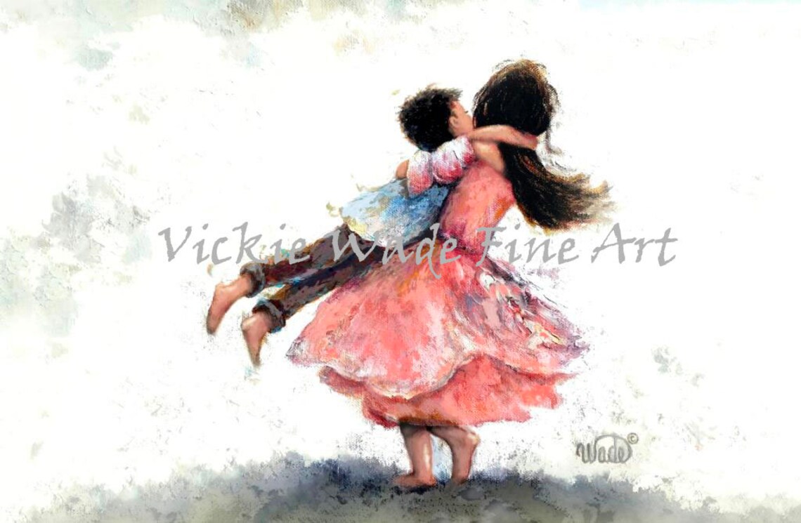 Big Sister in a Pink Dress Twirling Her Little Brother Around Poster