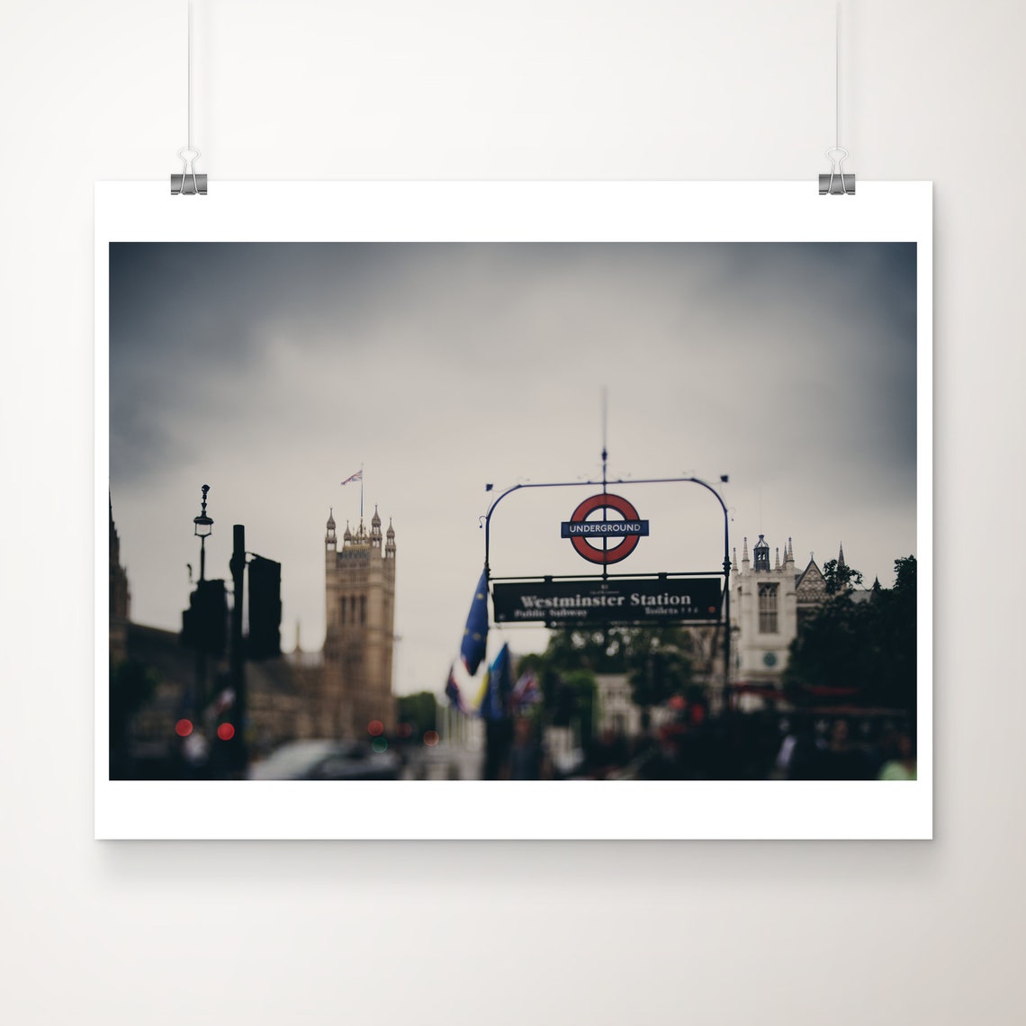 Westminster Station London Underground Vintage Photo Travel Poster