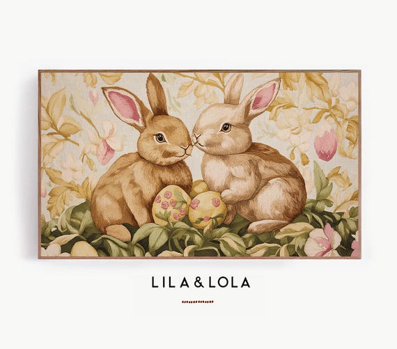Easter Bunny Frame Tv Art Floral Spring Tapestry
