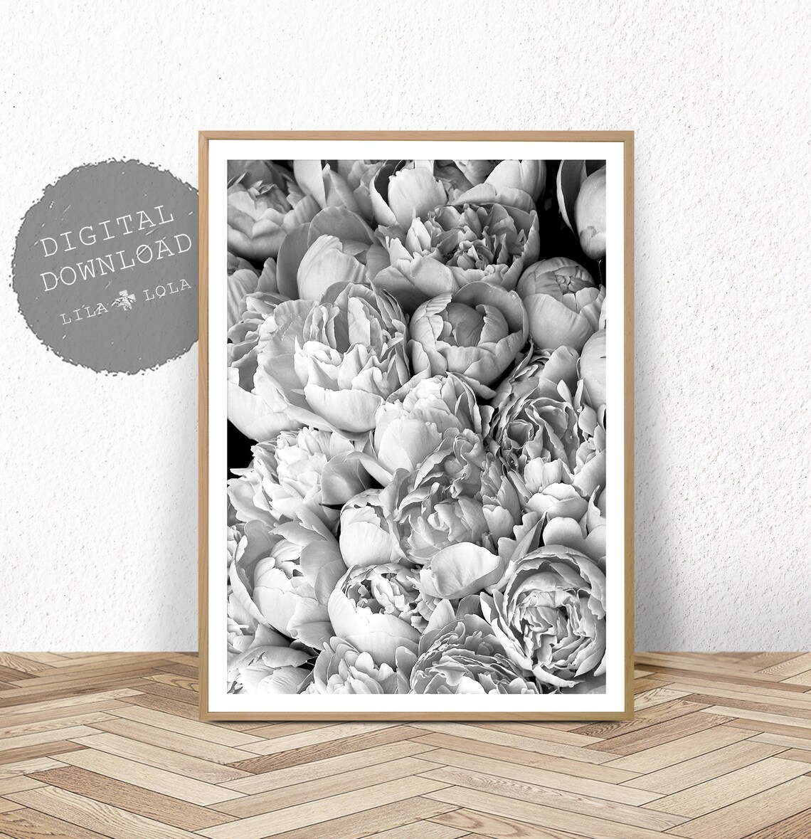 Black And White Peony Photography Art Print