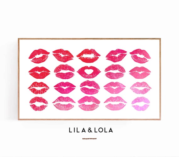 Samsung Frame Tv Art Valentines Day Lipstick Kisses Modern Minimalist