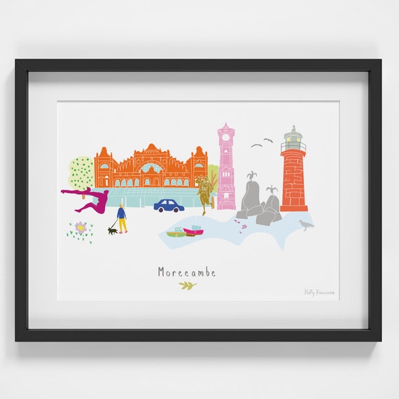 Morecambe Skyline Cityscape Landmarks Art Print