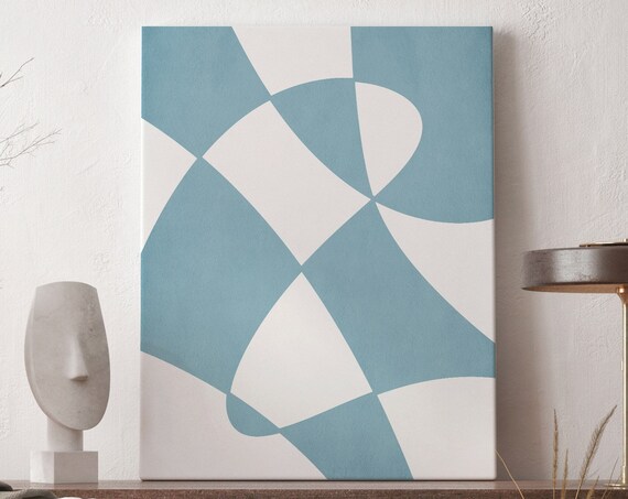 Light Blue Wall Art Minimalist Poster With Abstract Geometric Shape Blue Wall Decor Abstract Wall Art Apartment Room Decor