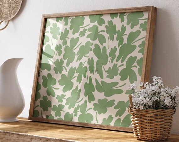 Swirling Clovers Art Print, Farmhouse Holiday Decor