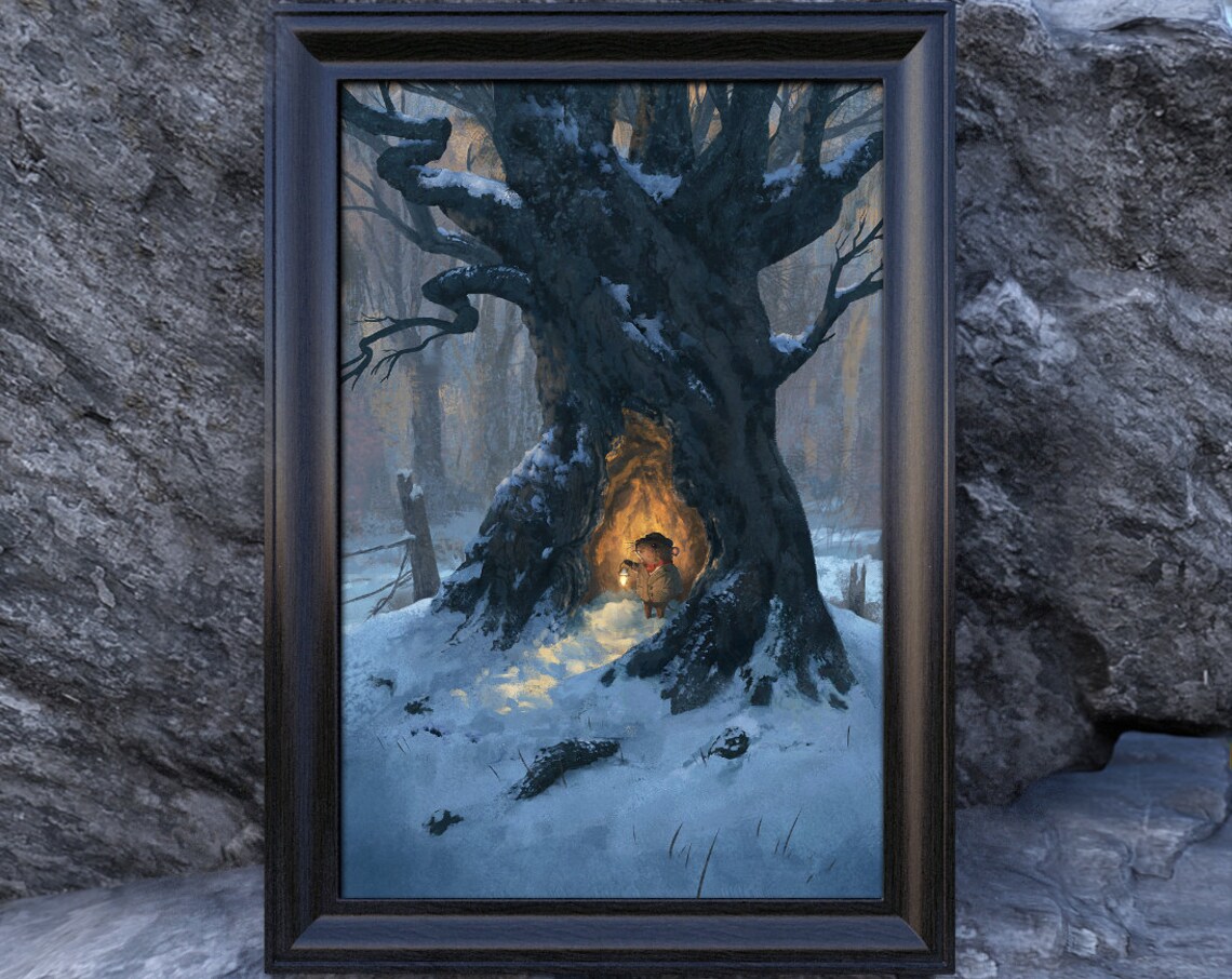 Wind In The Willows Christmas Winter Illustration Art Print