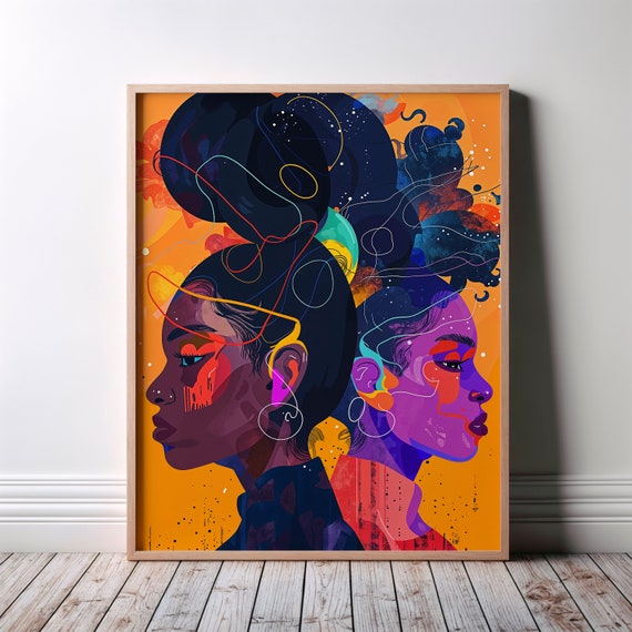Black Wall Art African Print Afrocentric Afrofuturistic Urban Colourful