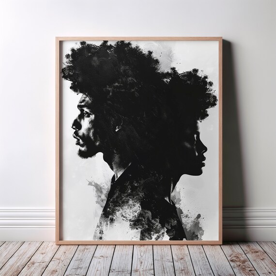 African Black Illustration Modern Art Print