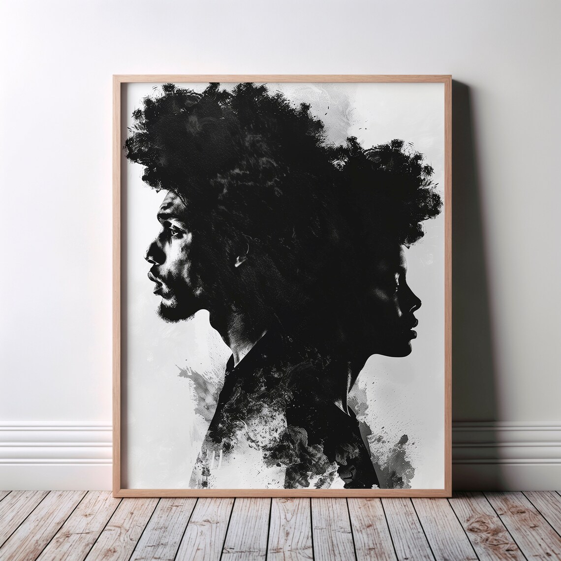 African Black Illustration Modern Art Print
