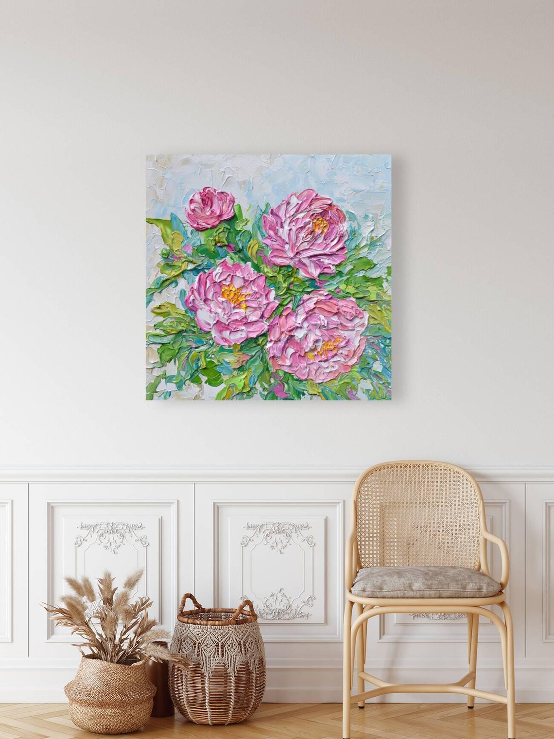 Pink Peony Painting Art Print, Botanical Floral