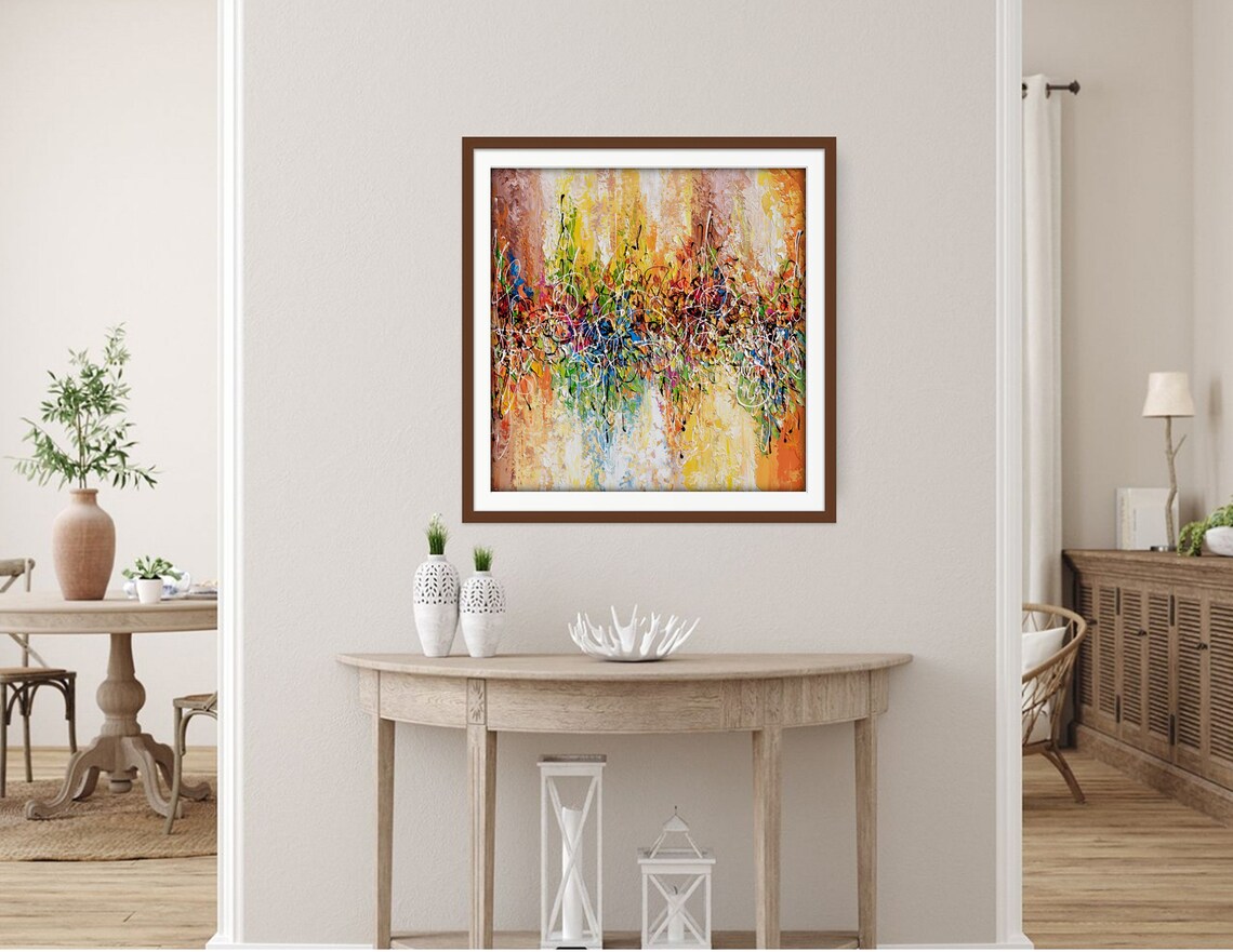 Print Of Abstract Painting Orange Blue Wall Art Fall Colors Large Modern Art - Image 2