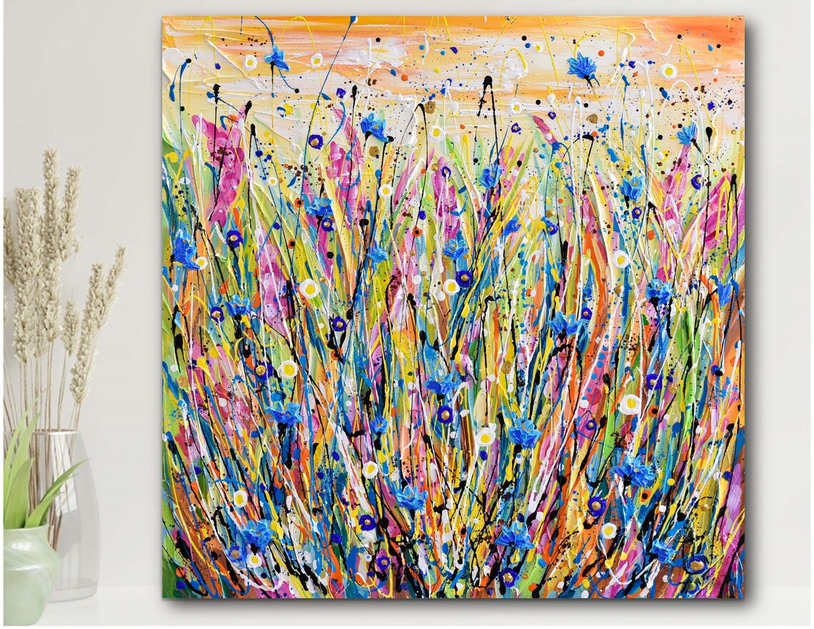 Cornflower Field Impressionist Floral Art Print