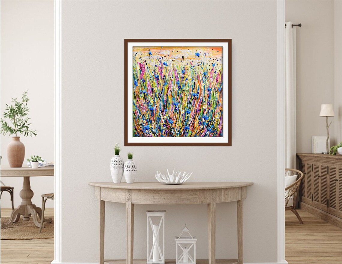 Cornflower Field Impressionist Floral Art Print - Image 2