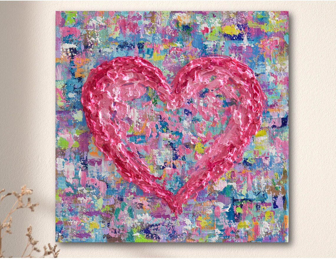 Abstract Heart Impasto Art Print for Valentine Love