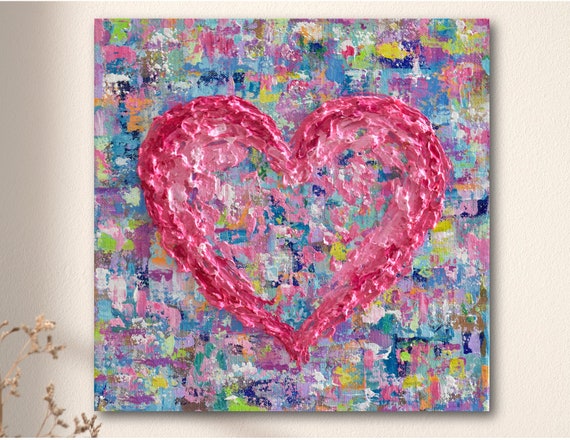 Abstract Heart Impasto Art Print for Valentine Love