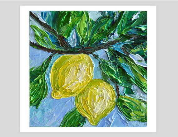 Lemons Wall Art Print Kitchen Fruit Dcor Gicle Print Of Impasto Painting Still Life Art Gift