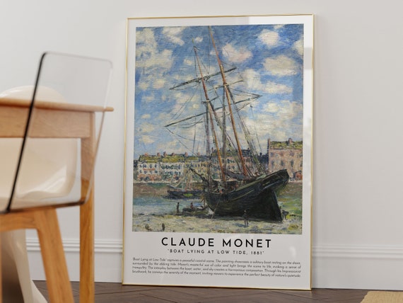 Boat Lying At Low Tide Claude Monet Famous Painting Painting Poster Modern Wall Art Art Print Art Poster With Description