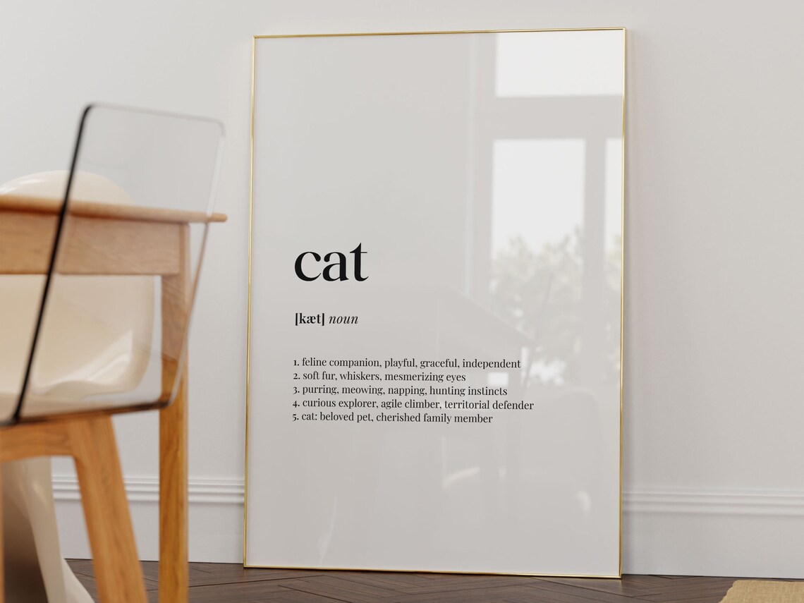 Cat Dictionary Definition Noun Meaning Minimalist Typographic Poster - Image 3