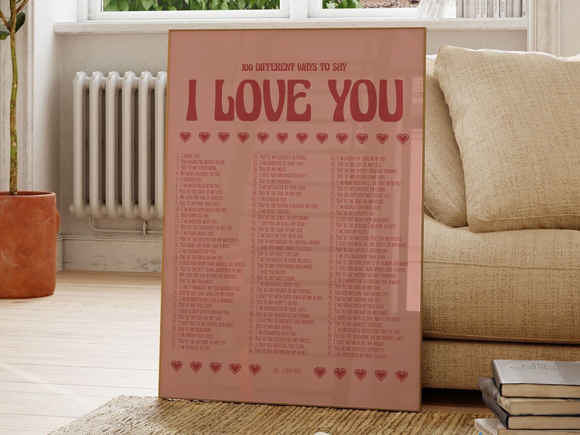 I Love You Wall Print Print Retro Wall Decor Large Art Monochrome Poster Typography Poster