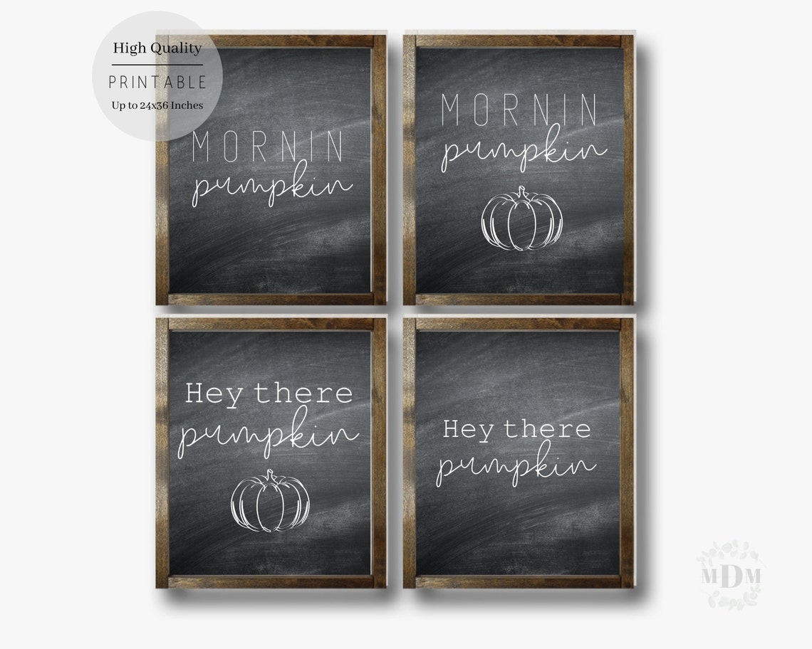 Hey There Pumpkin Chalkboard Style Fall Sign Farmhouse Wall Art - Image 5