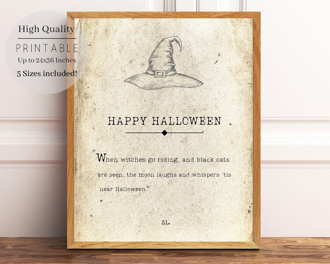 Happy Halloween Antique Book Page Art Print - Image 3