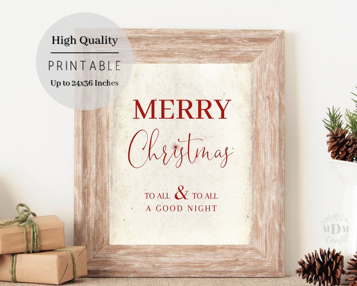 Merry Christmas To All And To All A Good Night Red Script Sign Poster - Image 4