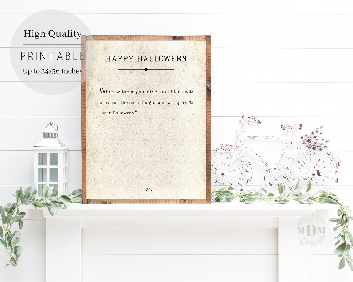 Happy Halloween Book Page Print, Antique Witches Poster - Image 3