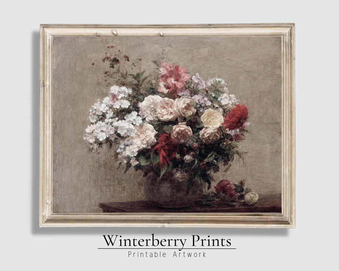 Vintage Spring Floral Oil Painting Bouquet Still Life Wall Art - Image 5